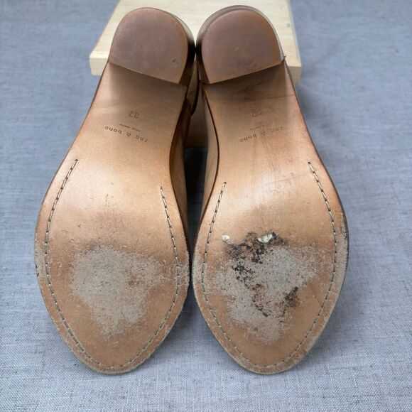 Rag & Bone Wyatt Slingback Heels Camel Tan Nubuck Leather Slip On‎ Womens EU 37 - Picture 8 of 12